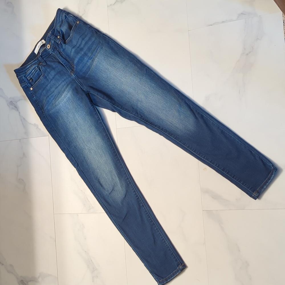 KanCan Blue Skinny Jeans with Faded Details